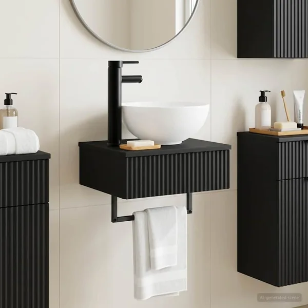 Basin de lavage mural Noir 40 x 35 x 39 cm Bois d'ingénierie