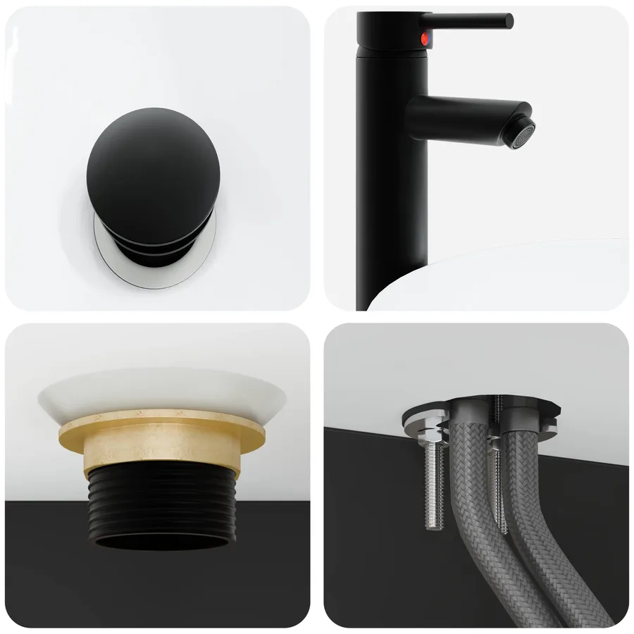 Basin de lavage mural Noir 40 x 35 x 39 cm Bois d'ingénierie - 7