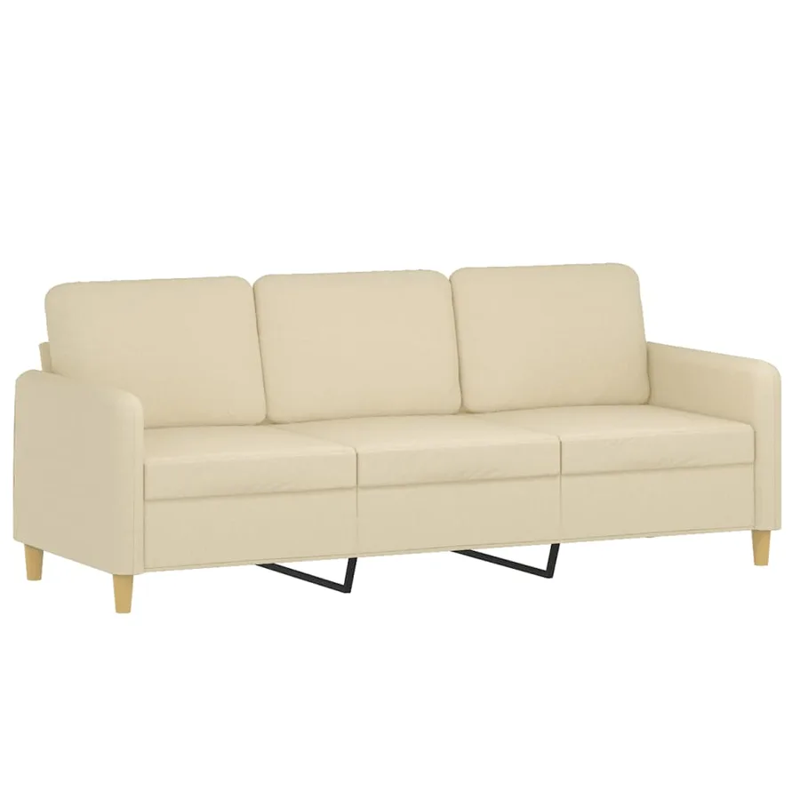 Canapé à 3 places avec repose-pieds Crème 180 cm Tissu - 4