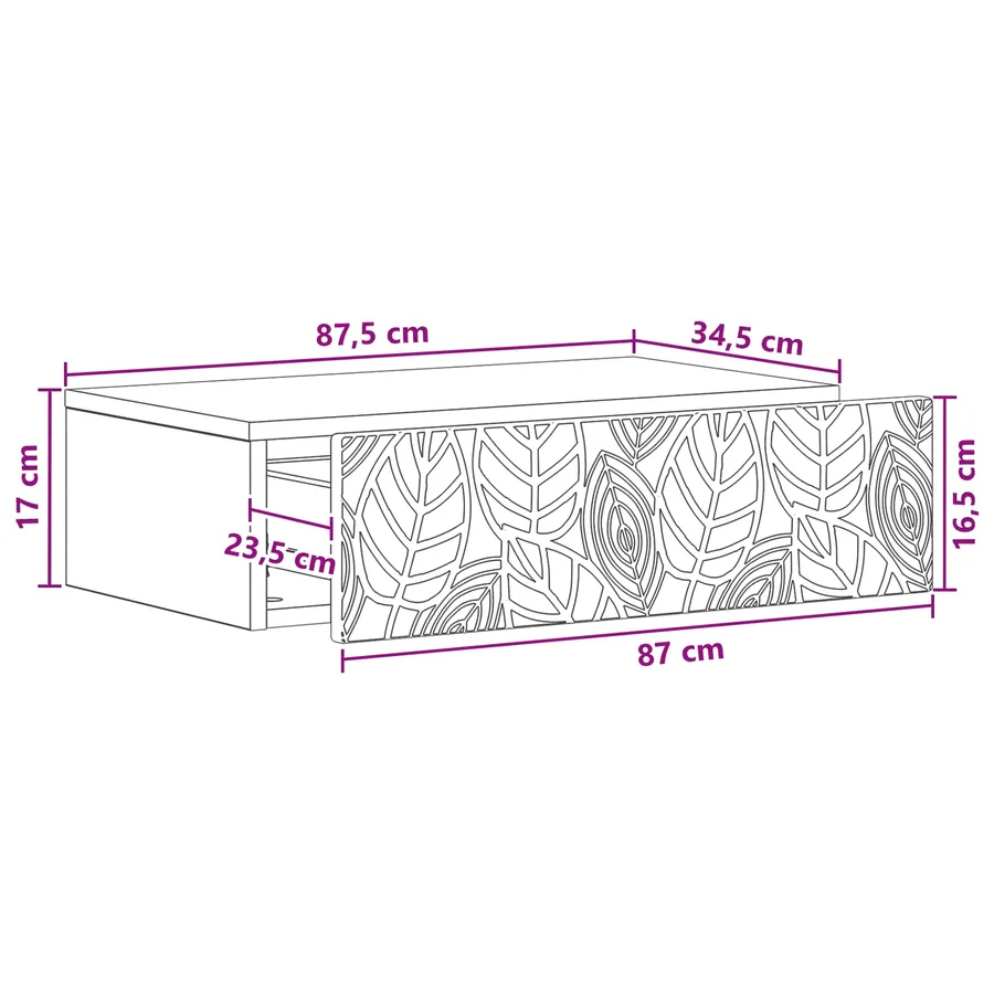 Table d'appoint murale Noir 87,5 x 34,5 x 17 cm - 9