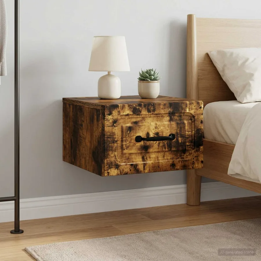 Cabinet de chevet mural 2 pcs Chêne fumé 34,5 x 33 x 20 cm - 4