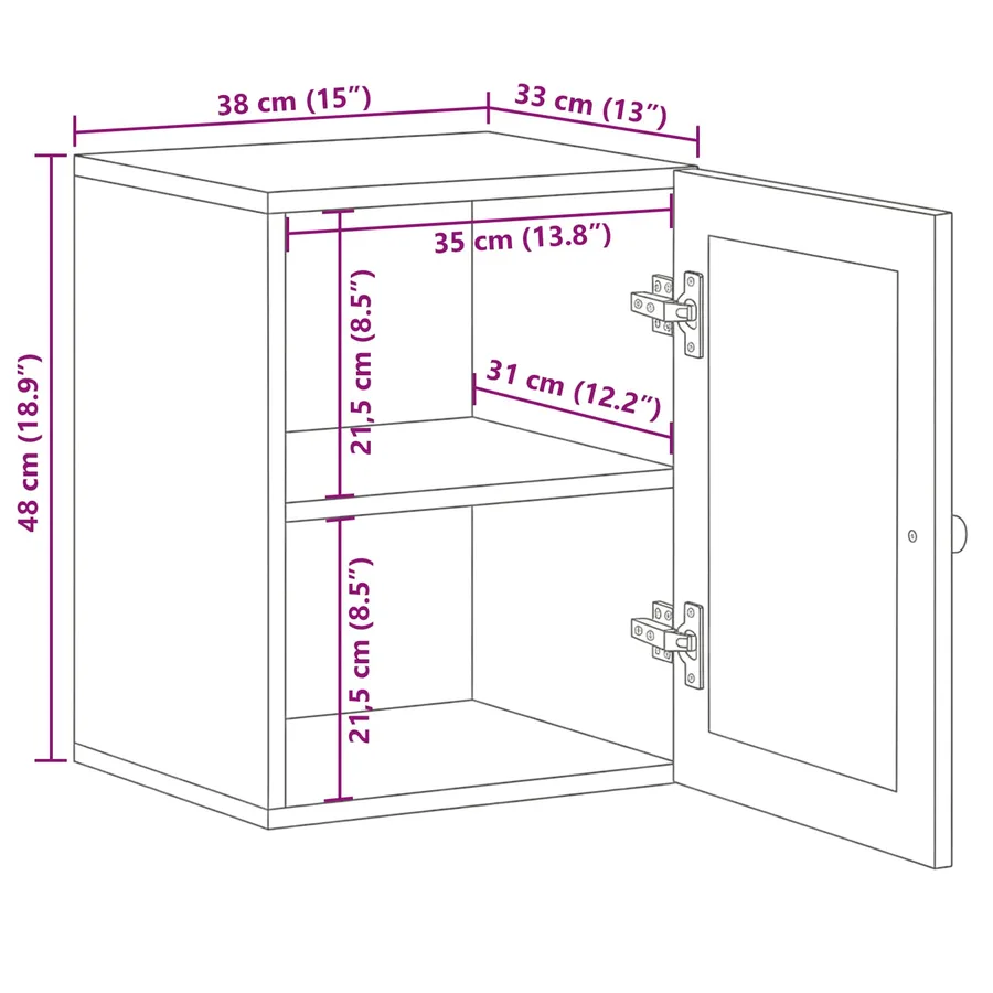 Cabinet de Salle de Bain Suspendu Naturel 38 x 33 x 48 cm - 10