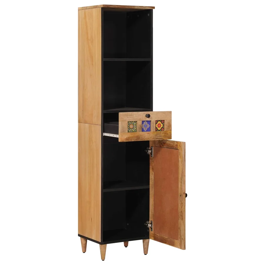 Armoire de salle de bain avec tiroir Naturel 38 x 33 x 160 cm - 2