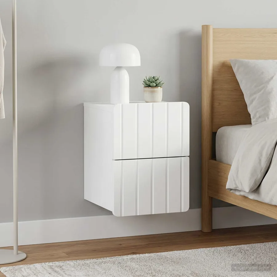 Cabinet de chevet mural 2 pcs Blanc 33 x 34,5 x 43 cm - 4