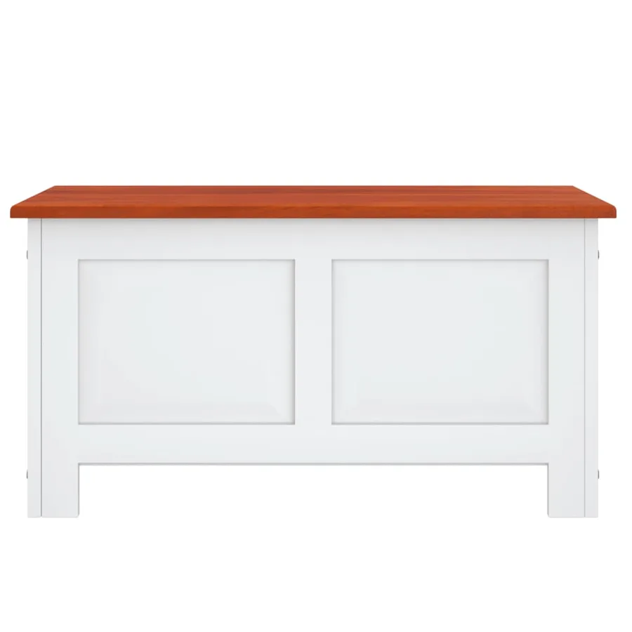 Coffre de rangement et couvercle marron et blanc bois d'acacia - 4