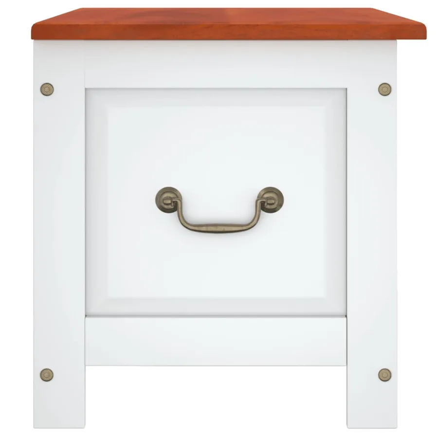 Coffre de rangement et couvercle marron et blanc bois d'acacia - 5