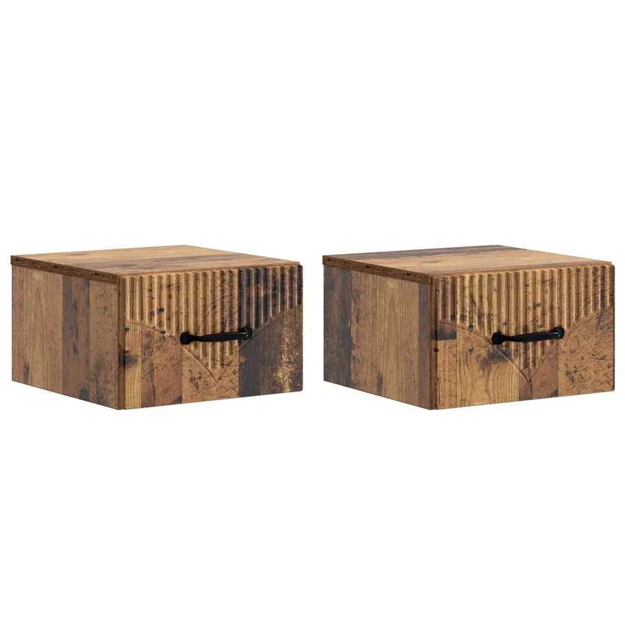 Cabinet de chevet mural 2 pcs Bois ancien 34,5 x 33 x 20 cm - 2