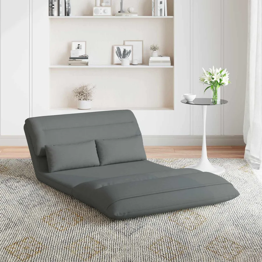 Fauteuil de sol ajustable Gris foncé Tissu - 3