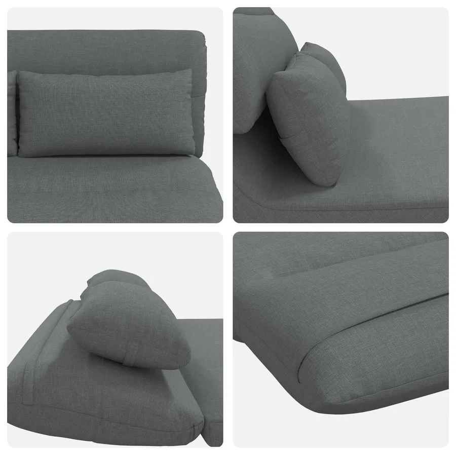 Fauteuil de sol ajustable Gris foncé Tissu - 7