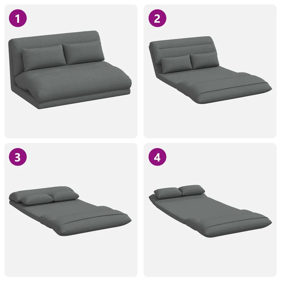 Fauteuil de sol ajustable Gris foncé Tissu - 9