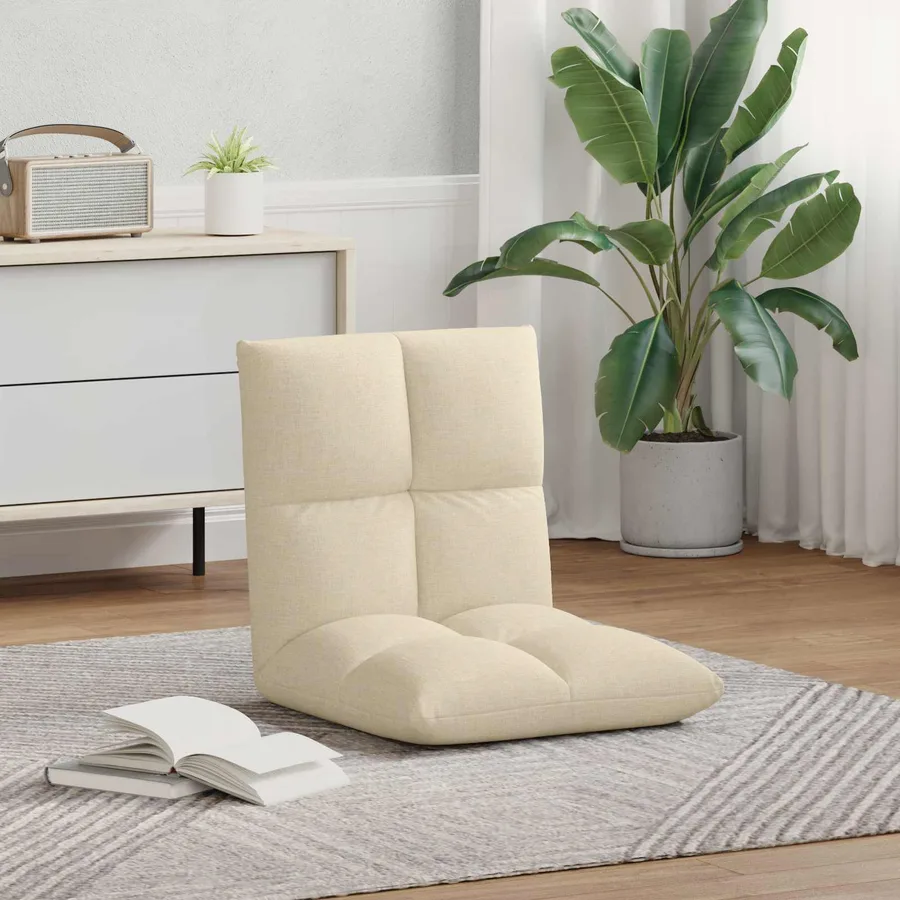 Fauteuil de sol ajustable Crème Tissu - 3