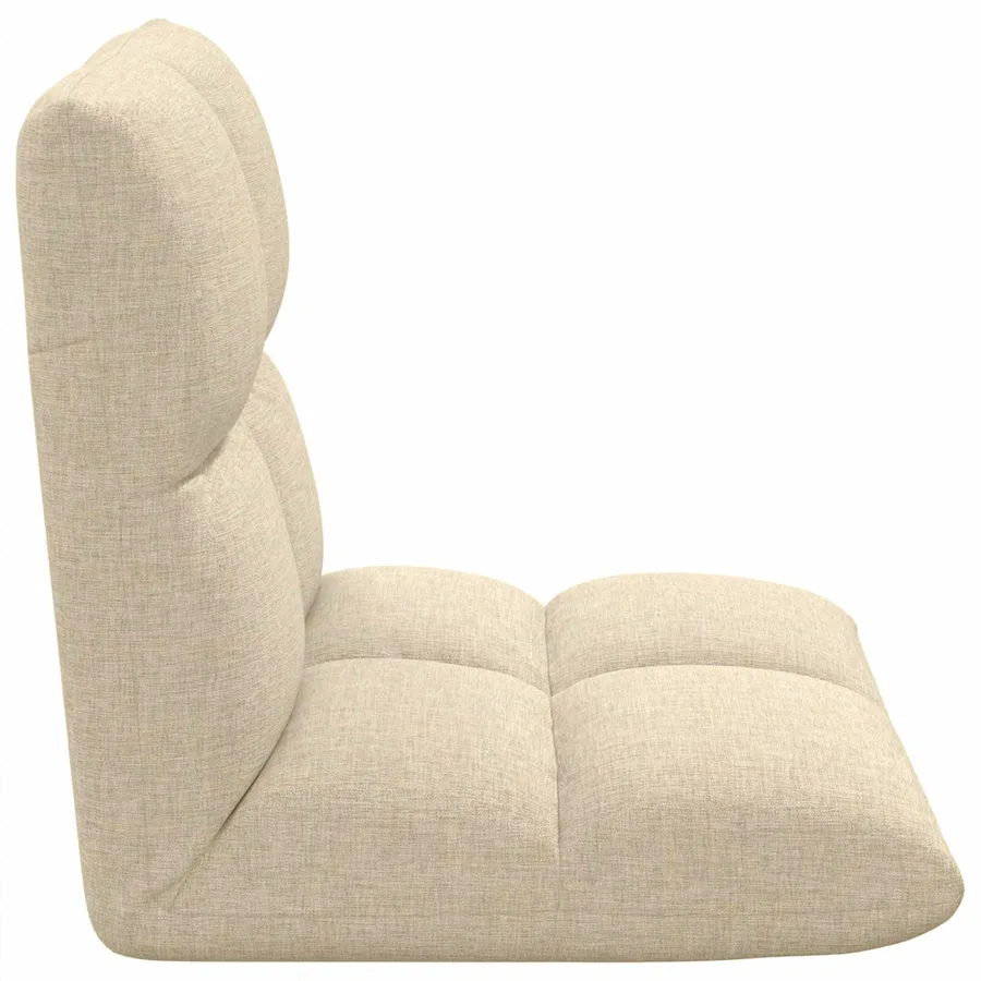 Fauteuil de sol ajustable Crème Tissu - 5