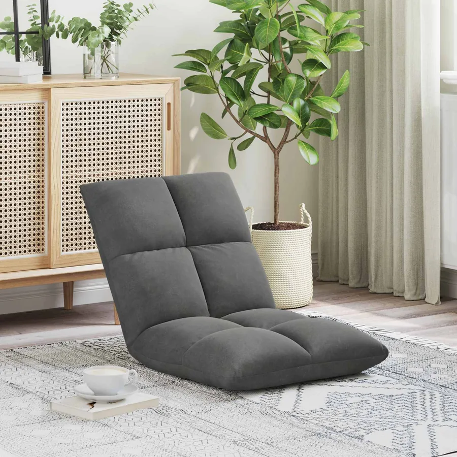 Fauteuil de sol ajustable Gris foncé Velours