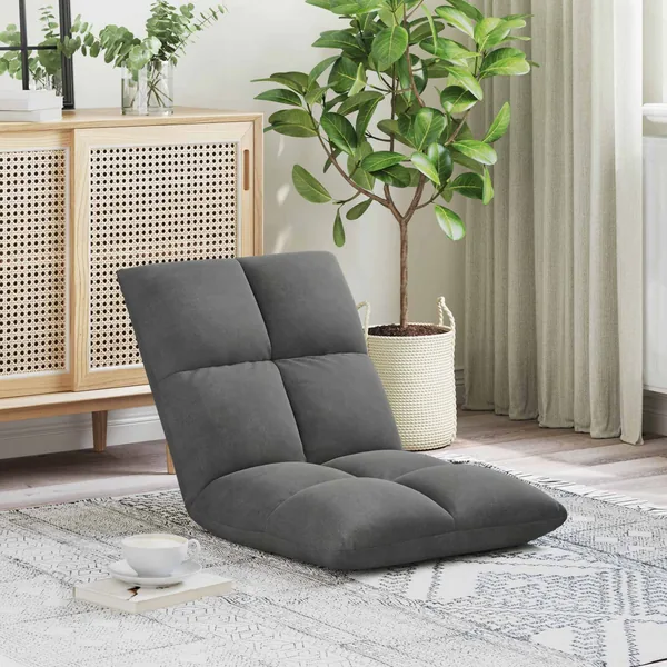 Fauteuil de sol ajustable Gris foncé Velours