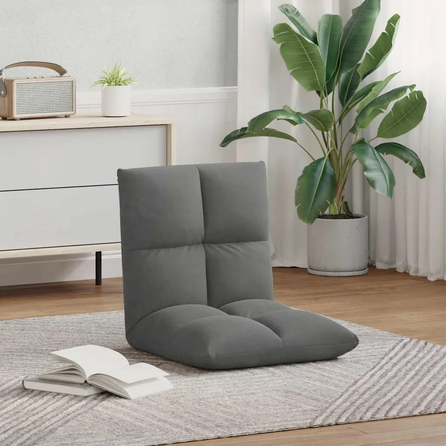 Fauteuil de sol ajustable Gris foncé Velours - 3