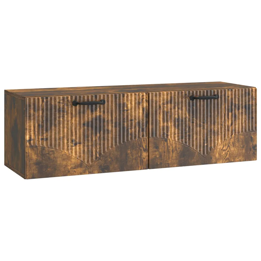Meuble TV mural Chêne fumé 98 x 31 x 30 cm Bois d'ingénierie - 2
