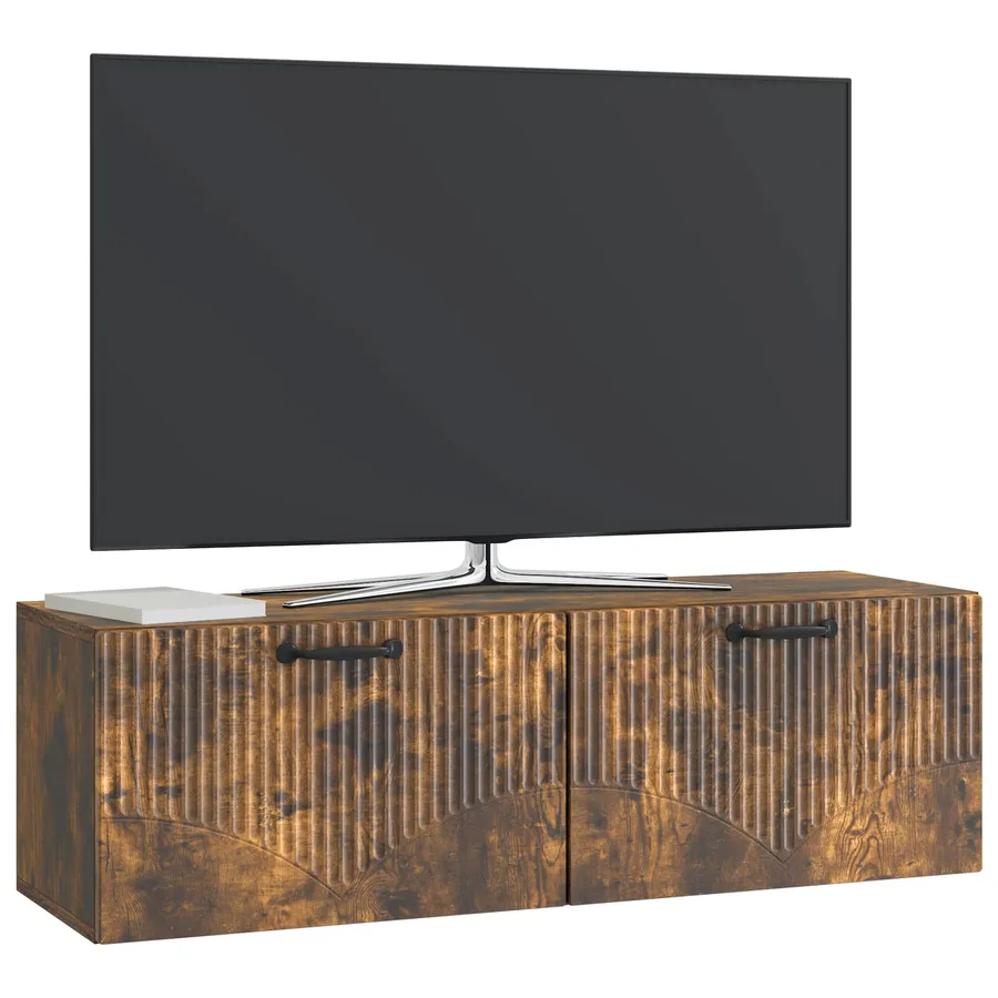 Meuble TV mural Chêne fumé 98 x 31 x 30 cm Bois d'ingénierie - 3