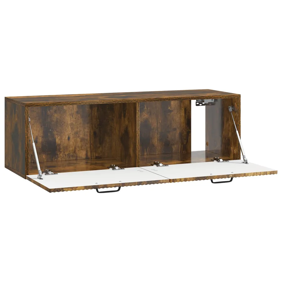 Meuble TV mural Chêne fumé 98 x 31 x 30 cm Bois d'ingénierie - 5
