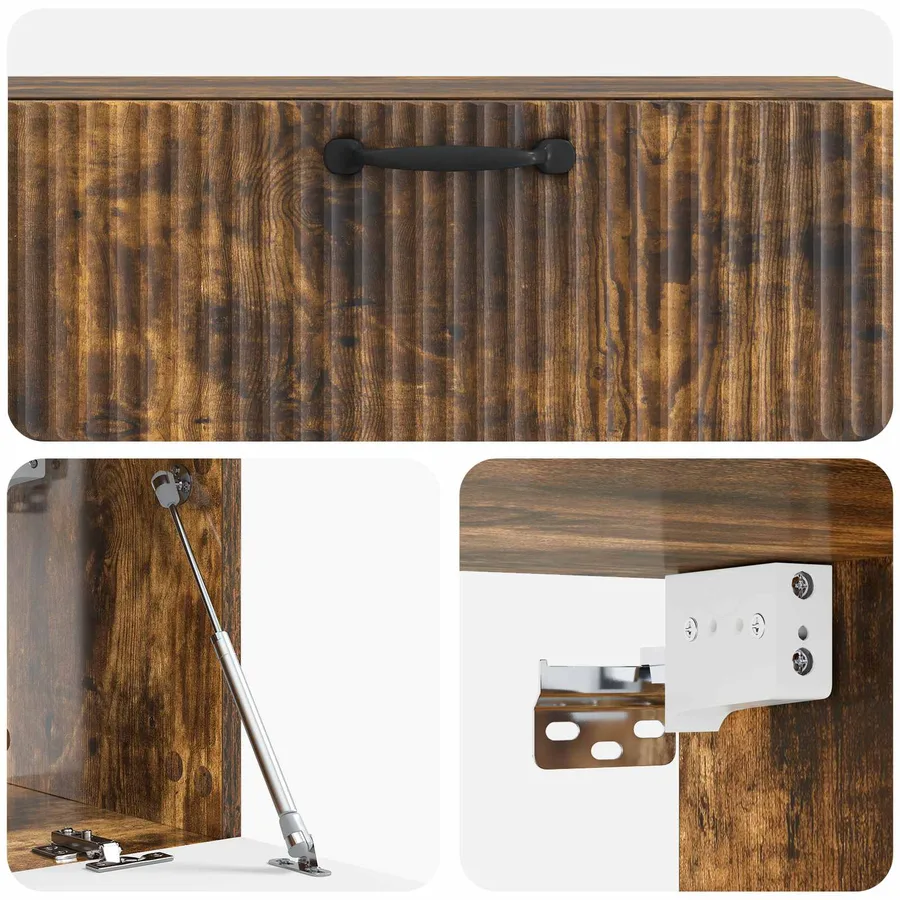Meuble TV mural Chêne fumé 98 x 31 x 30 cm Bois d'ingénierie - 9