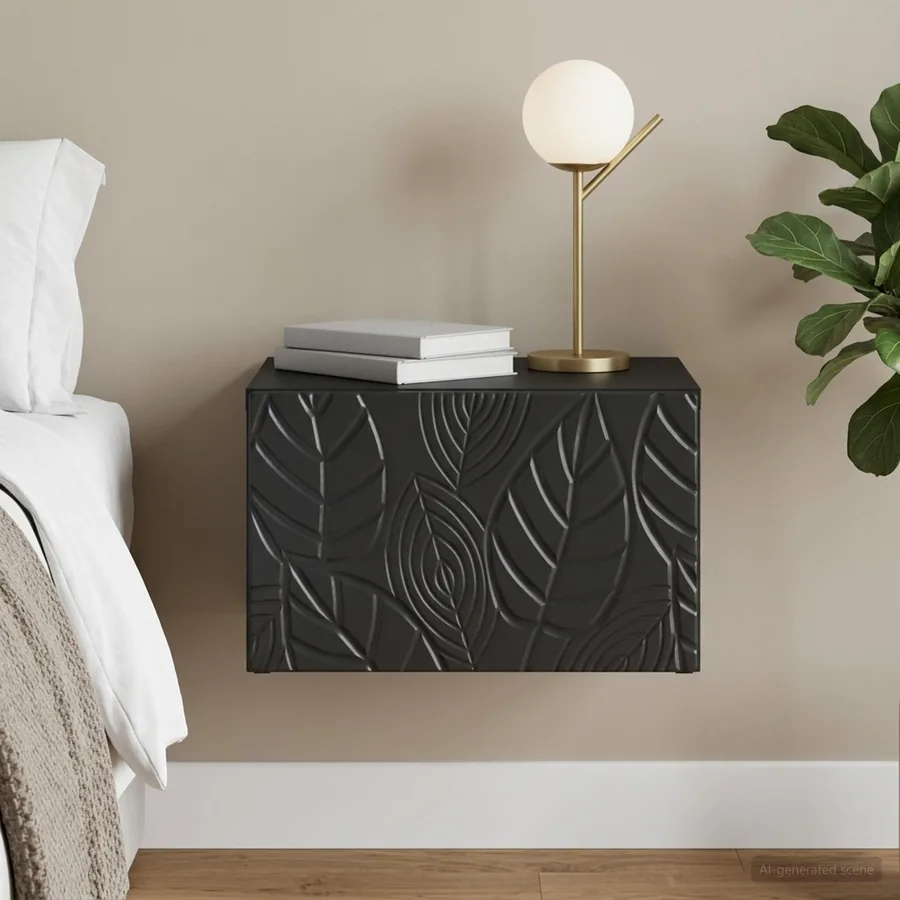 Cabinet de chevet mural Noir 49 x 34,5 x 20 cm