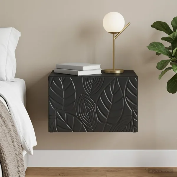 Cabinet de chevet mural Noir 49 x 34,5 x 20 cm
