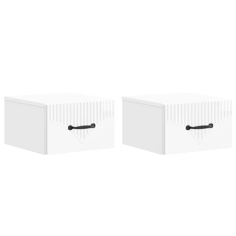 Cabinet de chevet mural 2 pcs Blanc brillant 34,5 x 33 x 20 cm - 2