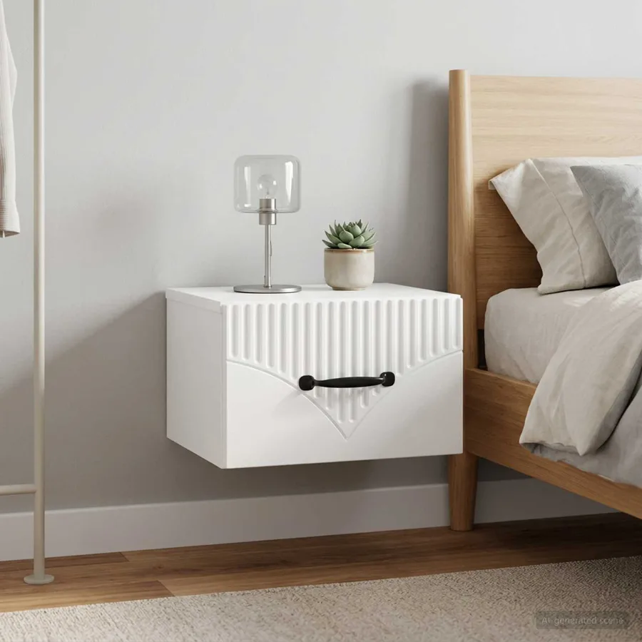Cabinet de chevet mural 2 pcs Blanc brillant 34,5 x 33 x 20 cm - 4