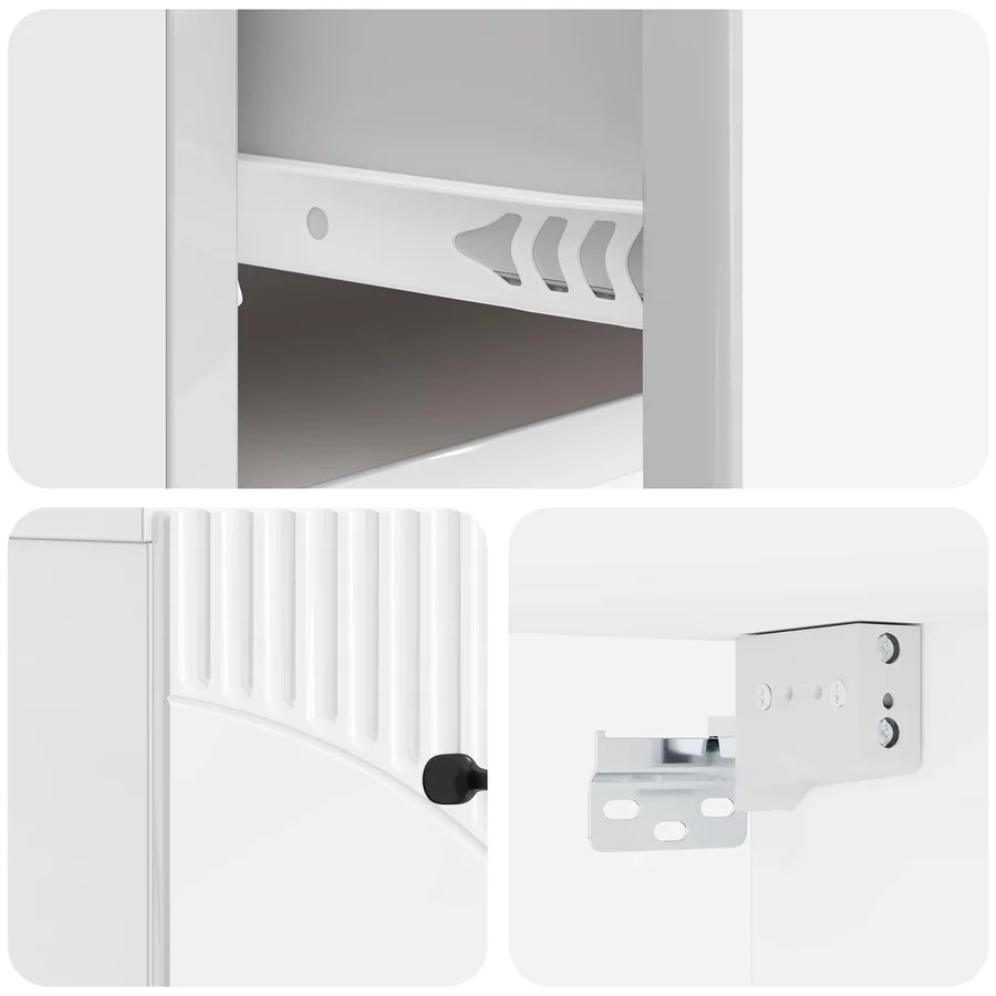 Cabinet de chevet mural 2 pcs Blanc brillant 34,5 x 33 x 20 cm - 8