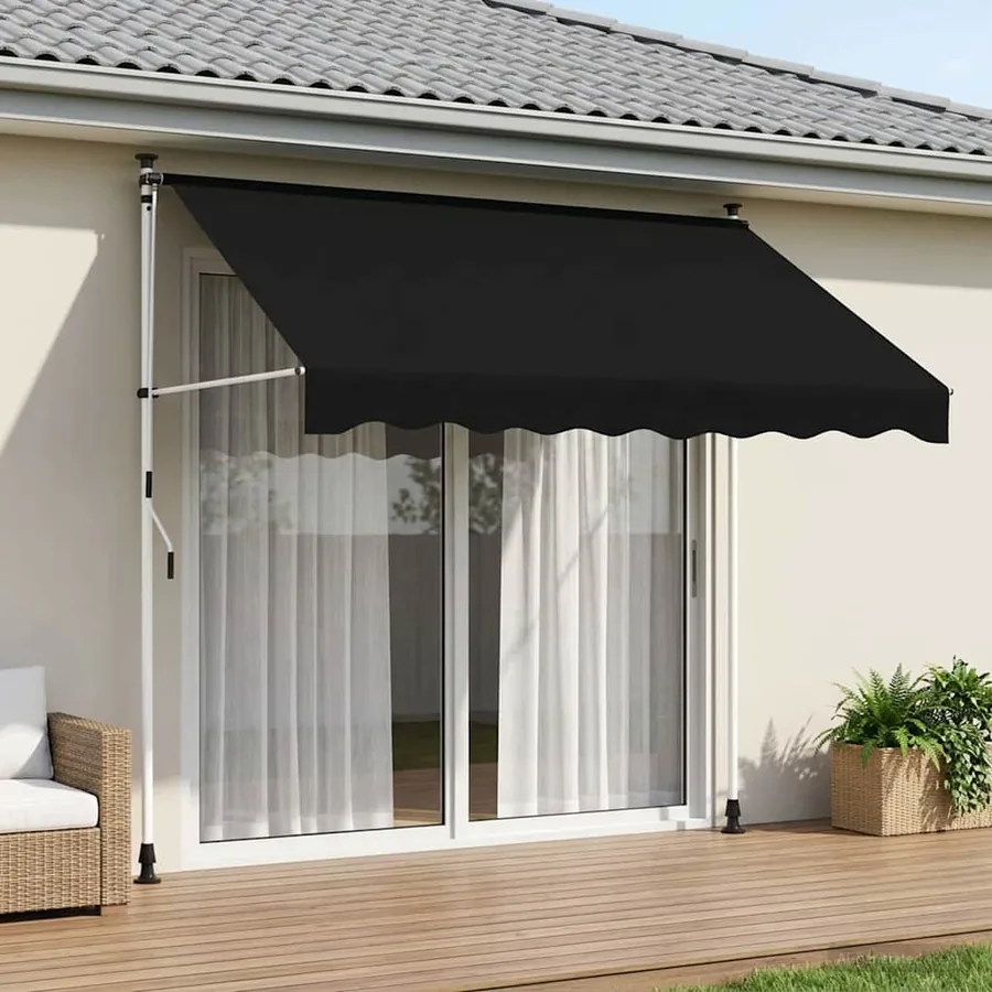 Auvent rétractable manuel Noir 300 cm