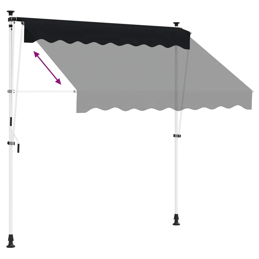 Auvent rétractable manuel Noir 300 cm - 6