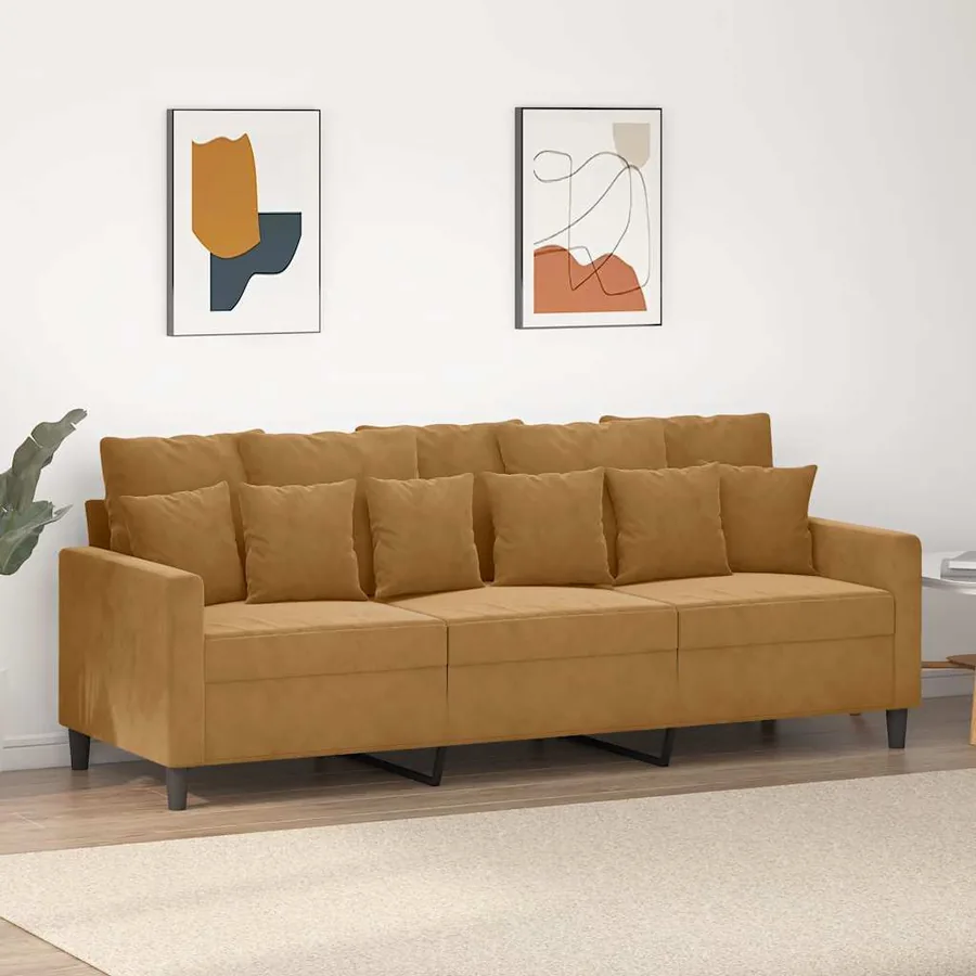 Canapé à 3 places Marron 180 cm Velours