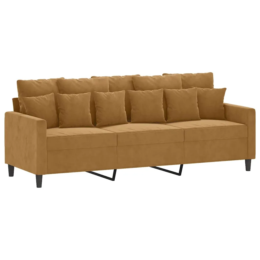 Canapé à 3 places Marron 180 cm Velours - 2