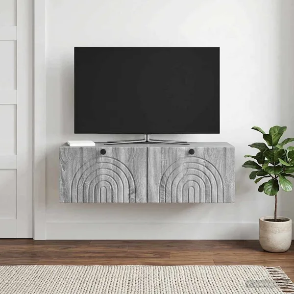 Meuble TV mural Sonoma gris 98 x 31 x 30 cm Bois d'ingénierie