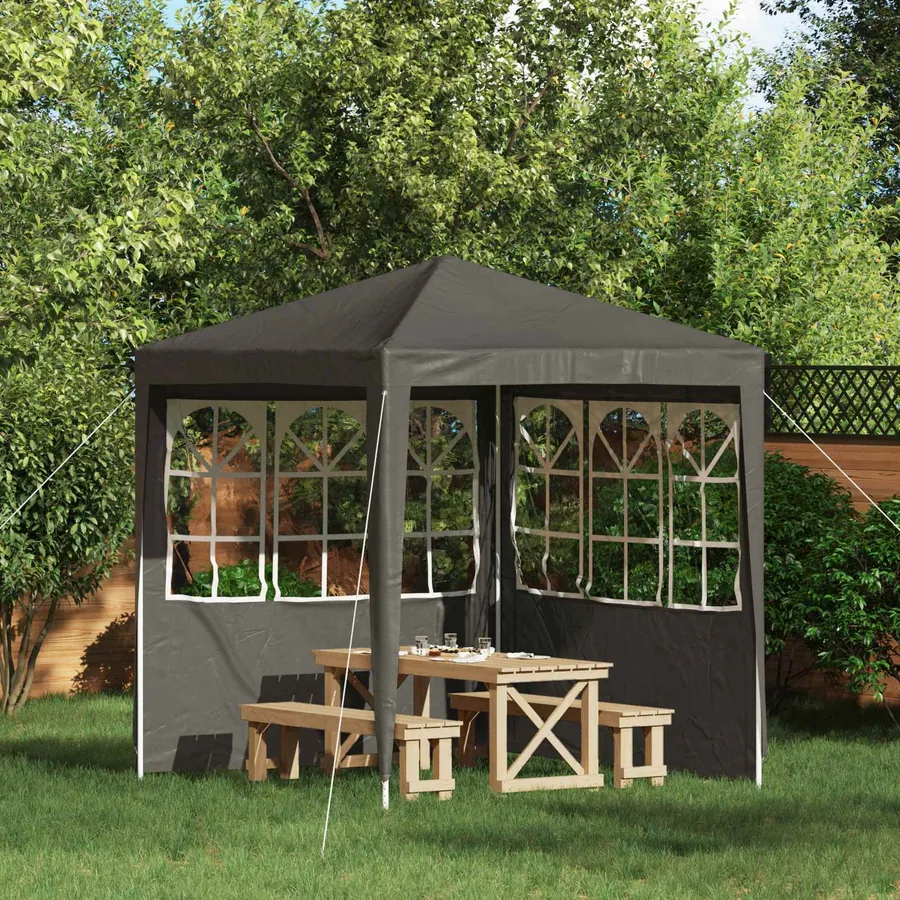 Mur de tente de fête 2 pcs 200 x 195 cm Anthracite PE et acier
