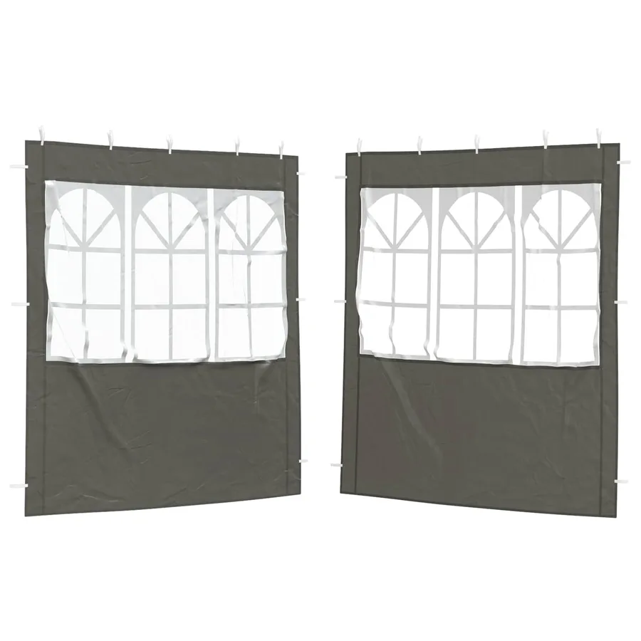 Mur de tente de fête 2 pcs 200 x 195 cm Anthracite PE et acier - 2