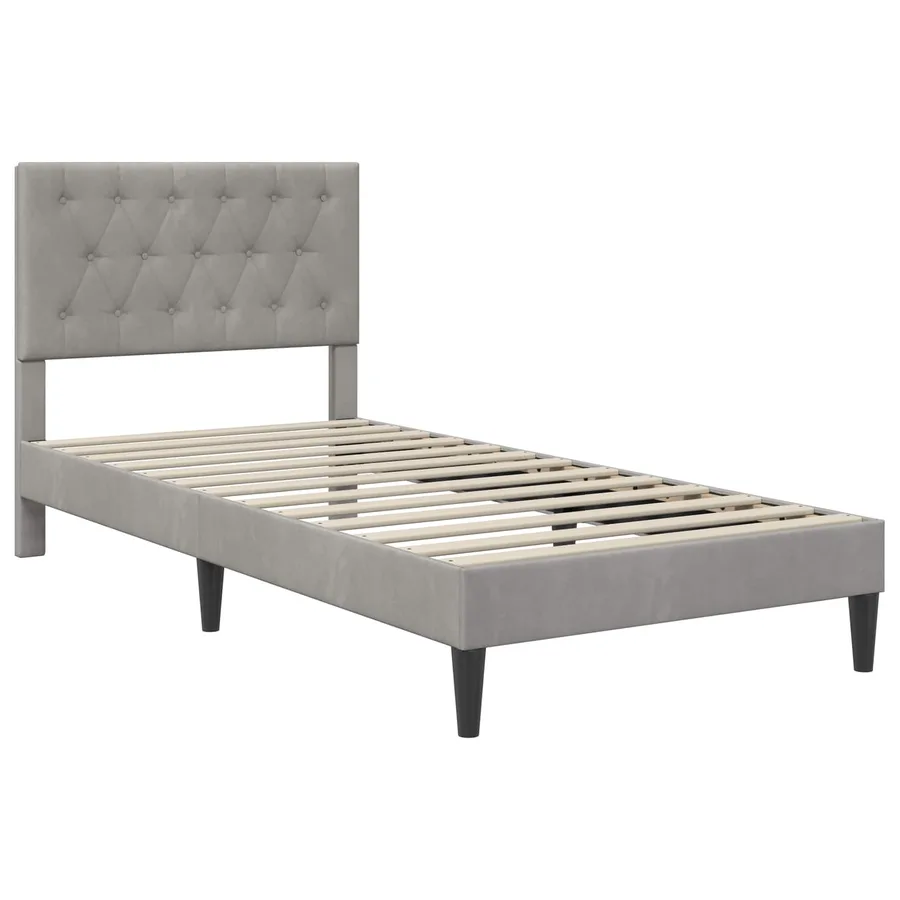 Cadre de lit avec matelas Gris clair 100 x 200 cm Velours - 4