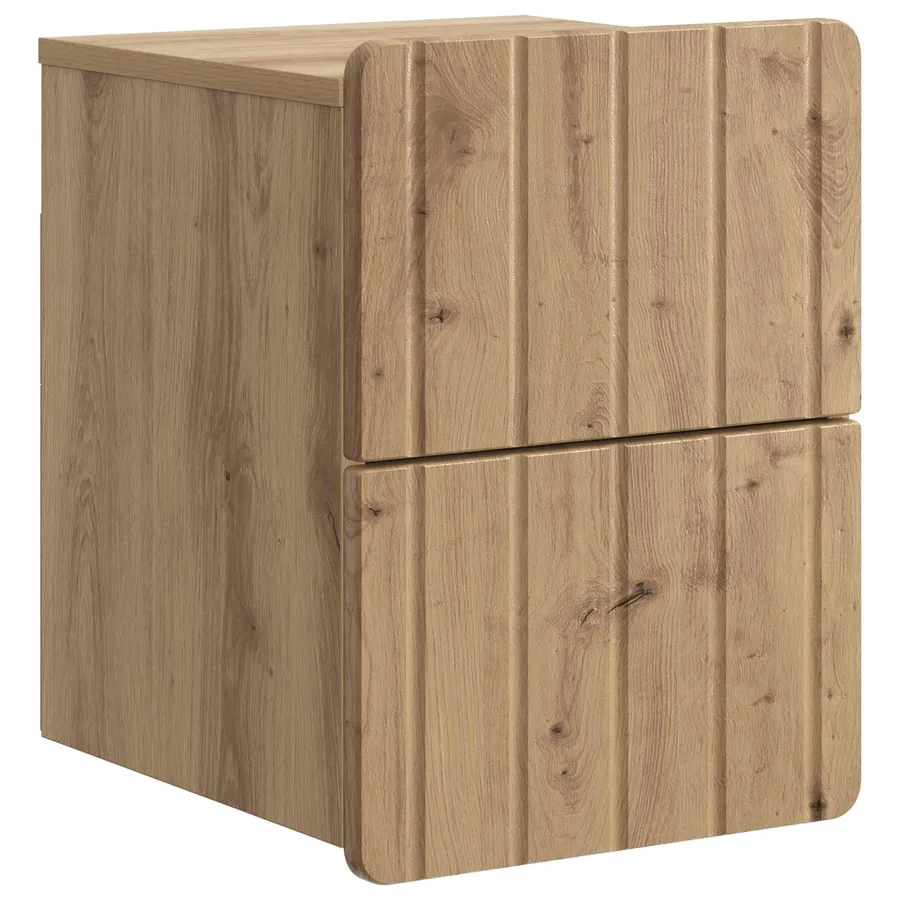 Cabinet de chevet mural Chêne artisanal 33 x 34,5 x 43 cm - 2