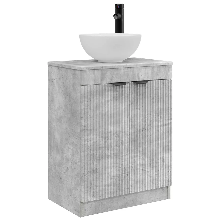Meuble de salle de bain avec évier Gris béton 54 x 35 x 83 cm - 2