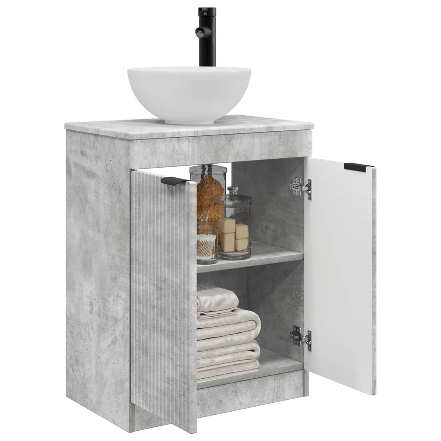 Meuble de salle de bain avec évier Gris béton 54 x 35 x 83 cm - 3
