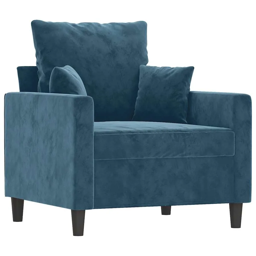 Fauteuil Bleu 60 cm Velours - 2