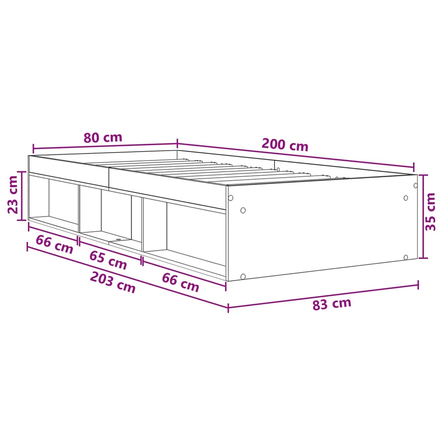 Cadre de lit avec rangement Sonoma gris 80 x 200 cm - 9
