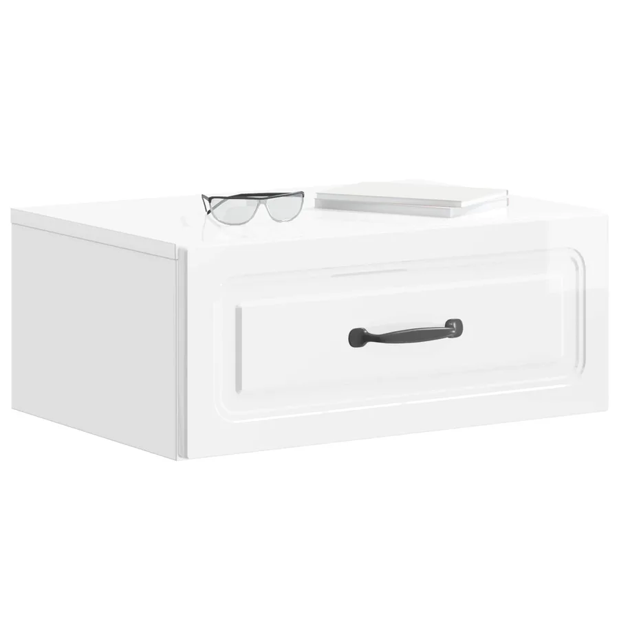 Cabinet de chevet mural Blanc brillant 49 x 34,5 x 20 cm - 3