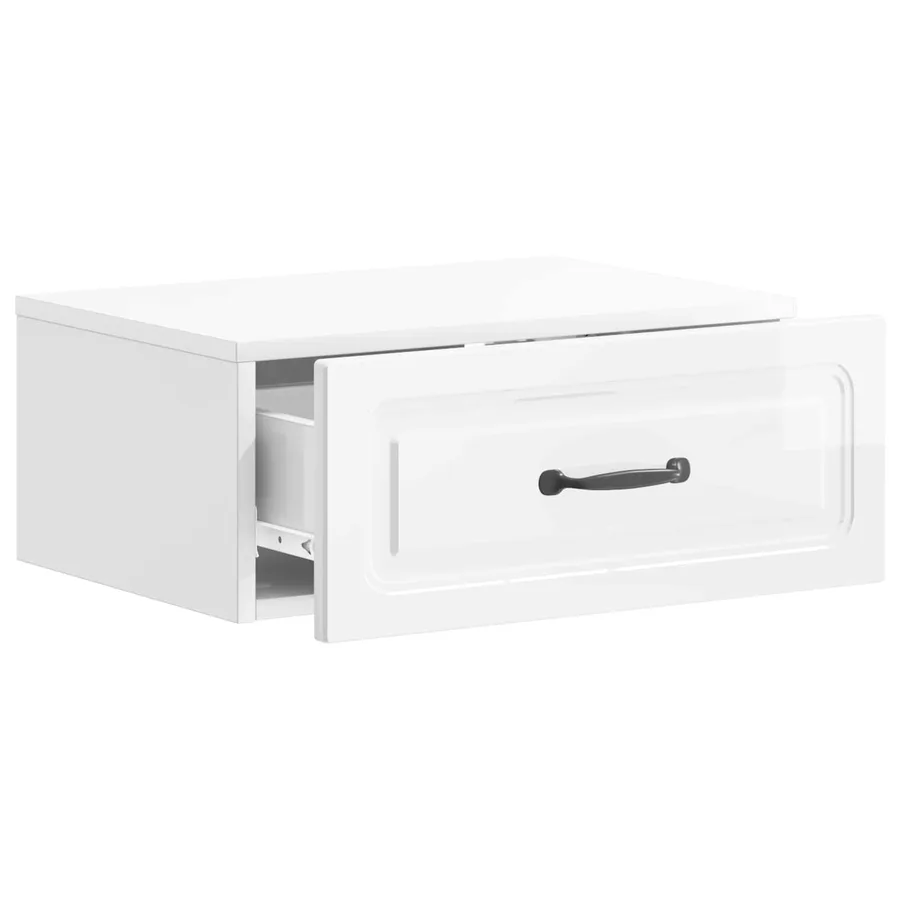 Cabinet de chevet mural Blanc brillant 49 x 34,5 x 20 cm - 4