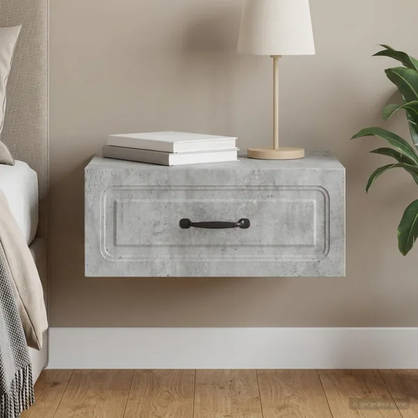 Cabinet de chevet mural Gris béton 49 x 34,5 x 20 cm
