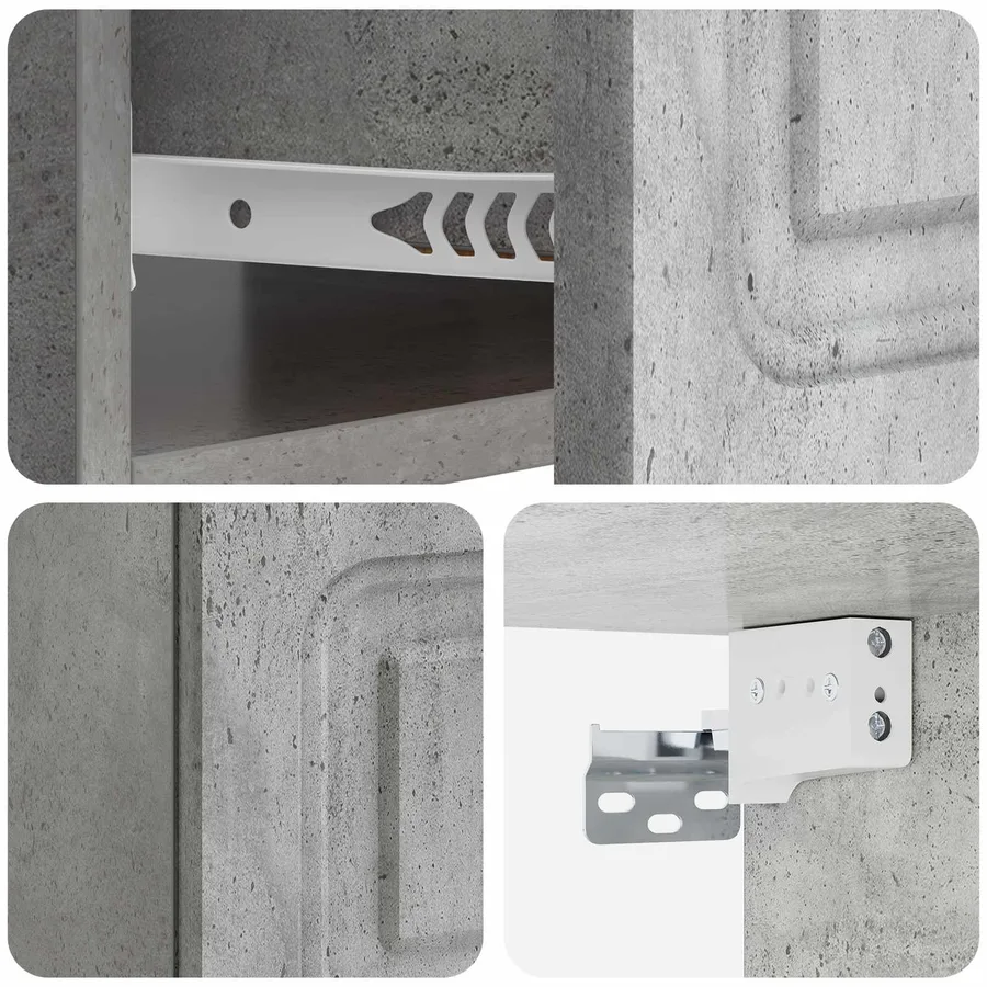 Cabinet de chevet mural Gris béton 49 x 34,5 x 20 cm - 8