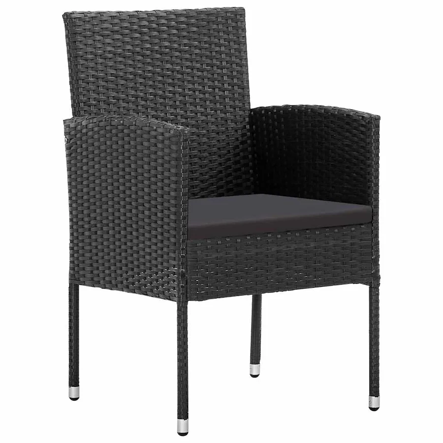 Ensemble de salle à manger pour jardin 7 pcs Noir polyrotin - 6