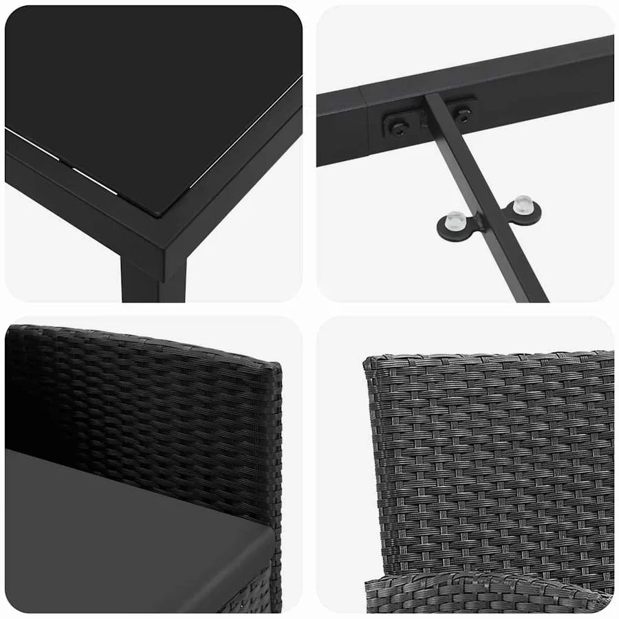 Ensemble de salle à manger pour jardin 7 pcs Noir polyrotin - 9