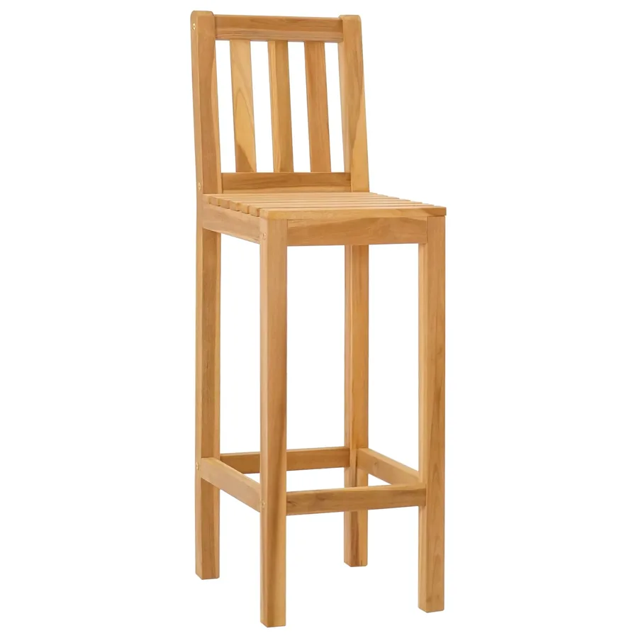 Tabouret de bar 2 pcs Naturel Bois de teck massif - 3
