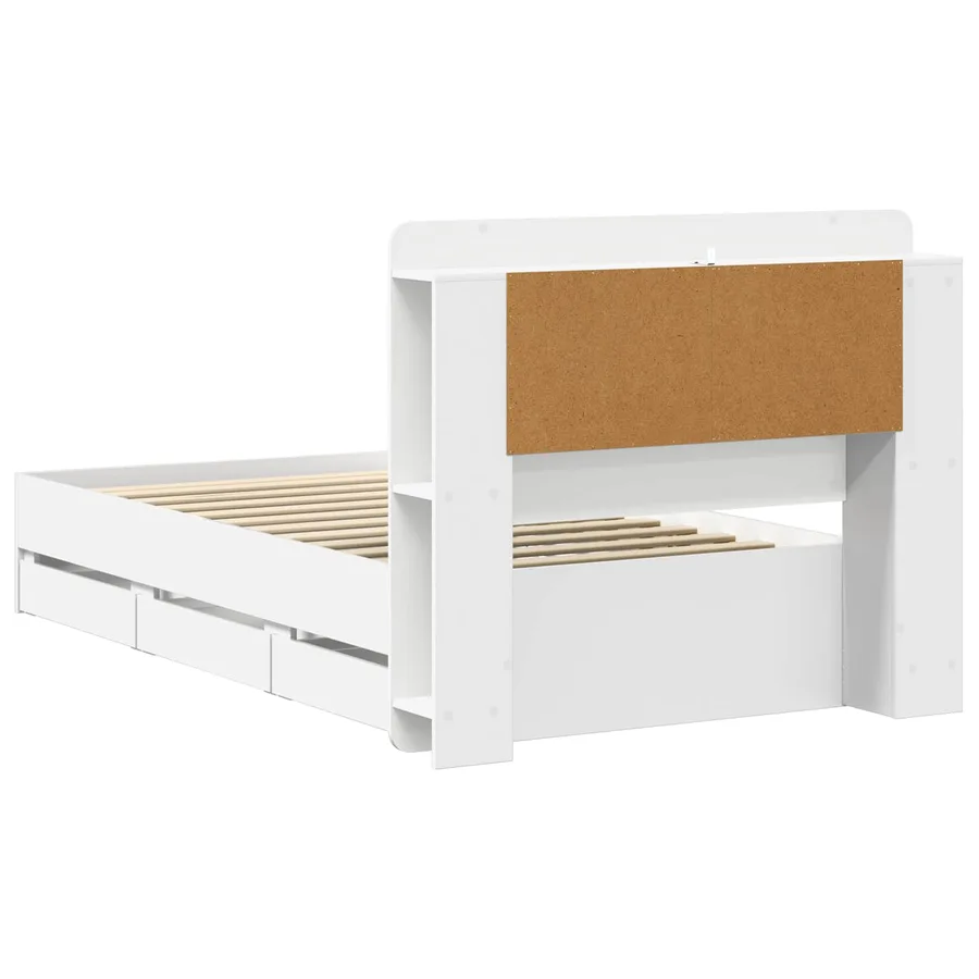 Cadre de lit avec rangement Blanc 75 x 190 cm Bois d'ingénierie - 6