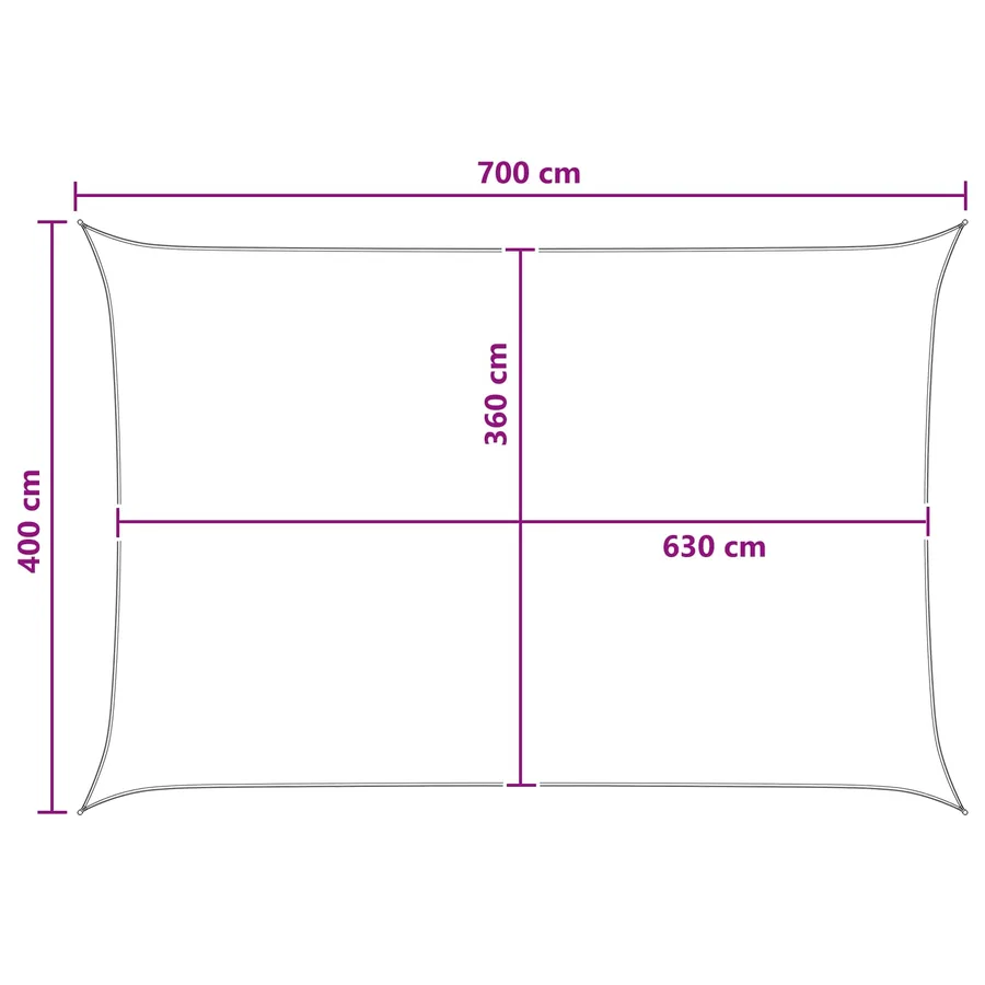 Voile d'ombre Anthracite et blanc 4 x 7 m HDPE - 8